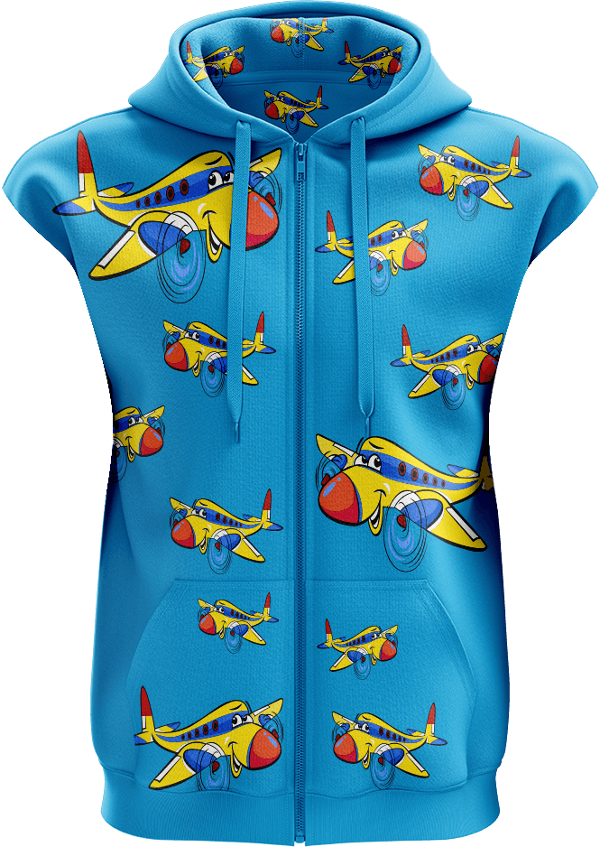 Jet Plane Full Zip Sleeveless Hoodie Jackets - fungear.com.au