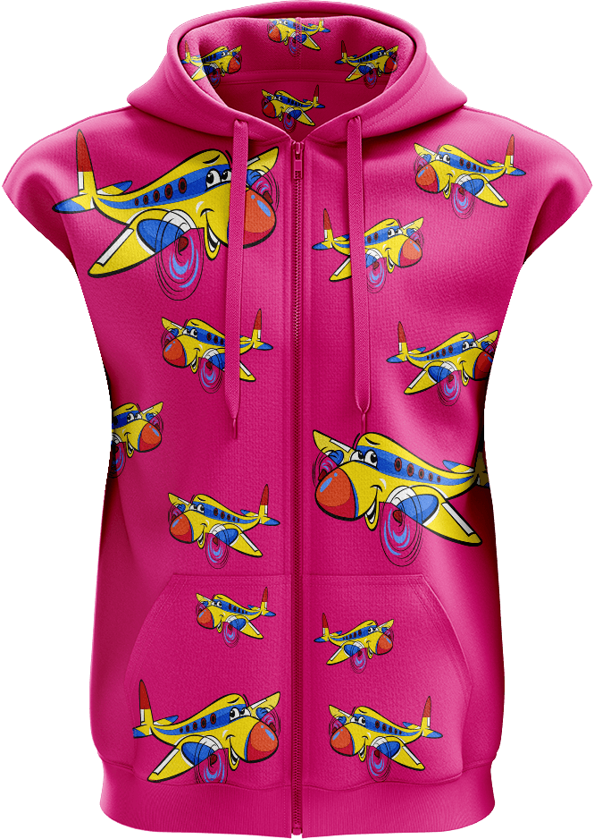Jet Plane Full Zip Sleeveless Hoodie Jackets - fungear.com.au