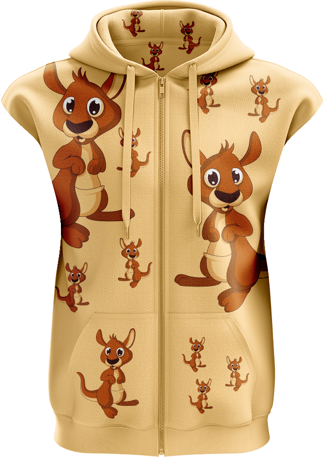 Kanga Back Full Zip Sleeveless Hoodie Jackets - fungear.com.au