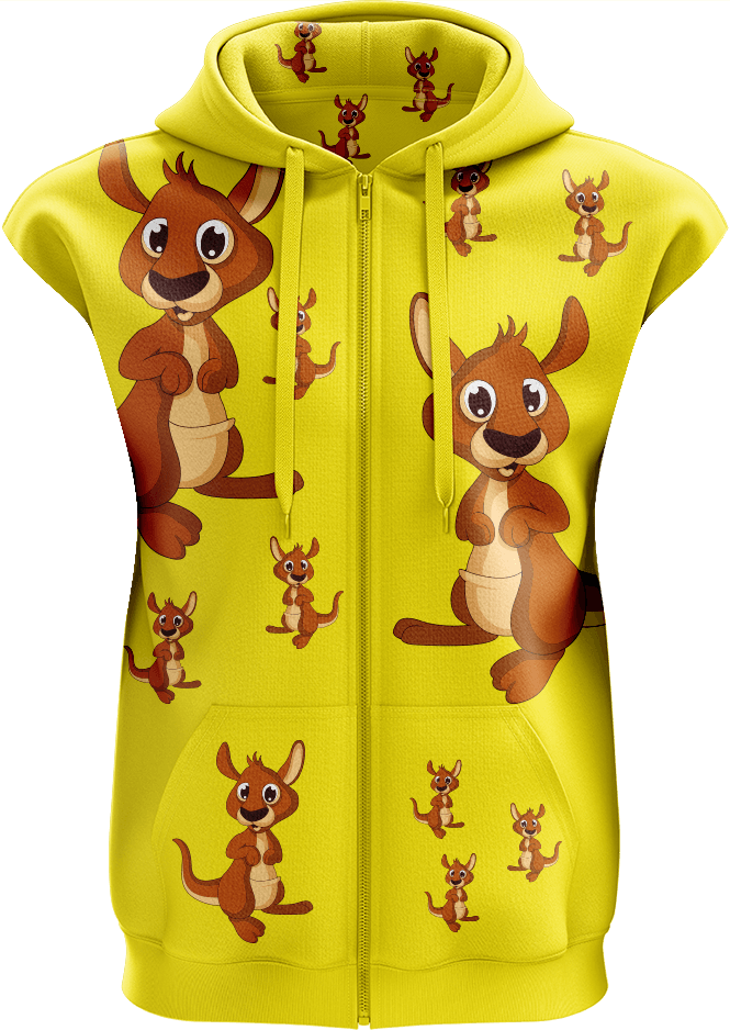 Kanga Back Full Zip Sleeveless Hoodie Jackets - fungear.com.au