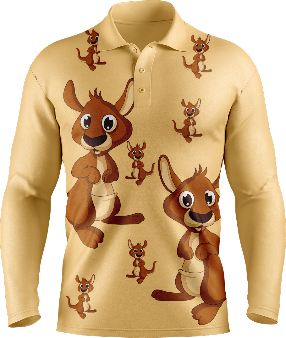 Kanga Back Men's Polo. Long or Short Sleeve - fungear.com.au