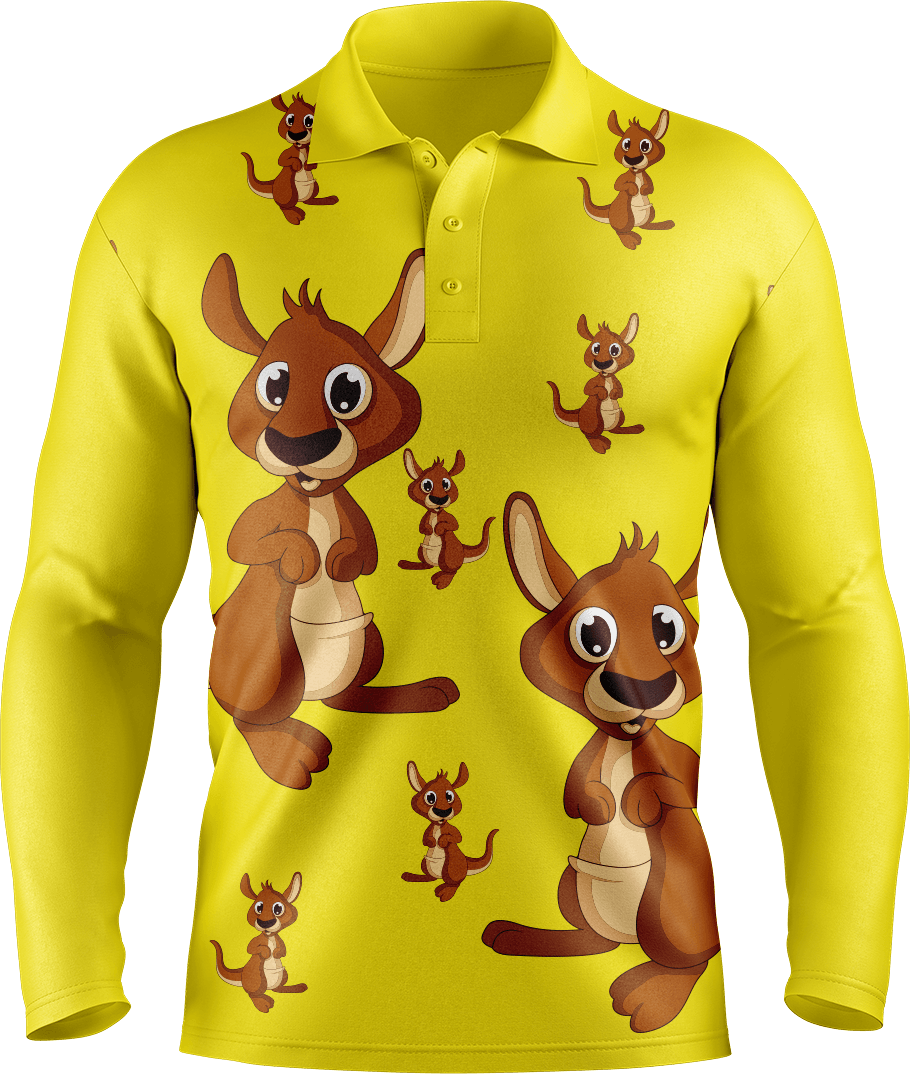 Kanga Back Men's Polo. Long or Short Sleeve - fungear.com.au