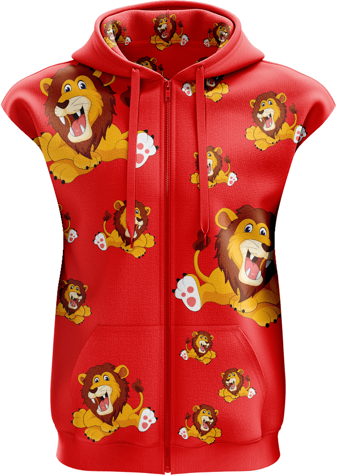 Leo Lion Full Zip Sleeveless Hoodie Jackets - fungear.com.au