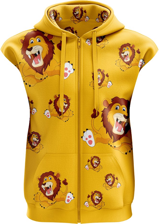 Leo Lion Full Zip Sleeveless Hoodie Jackets - fungear.com.au