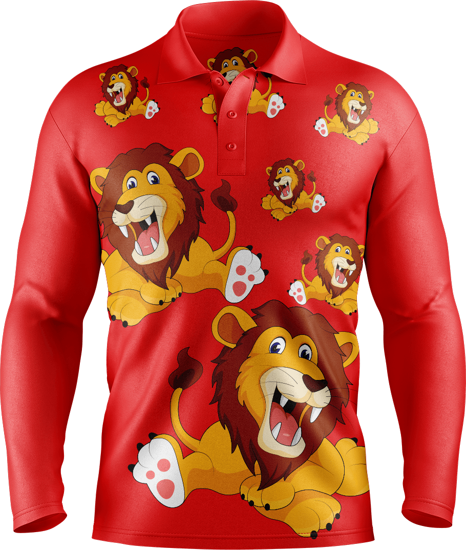 Leo Lion Men's Long Sleeve Polo - fungear.com.au