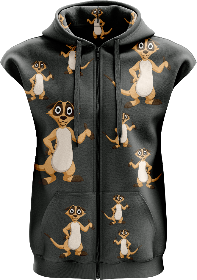 Magnifique Meerekat Full Zip Sleeveless Hoodie Jackets - fungear.com.au