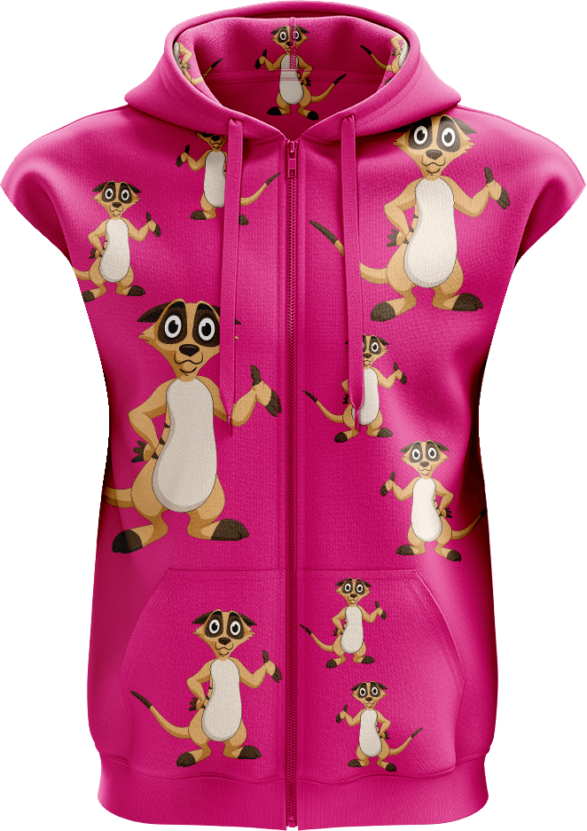 Magnifique Meerekat Full Zip Sleeveless Hoodie Jackets - fungear.com.au