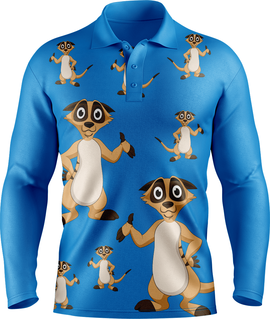 Magnifique Meerekat Men's Long Sleeve Polo - fungear.com.au
