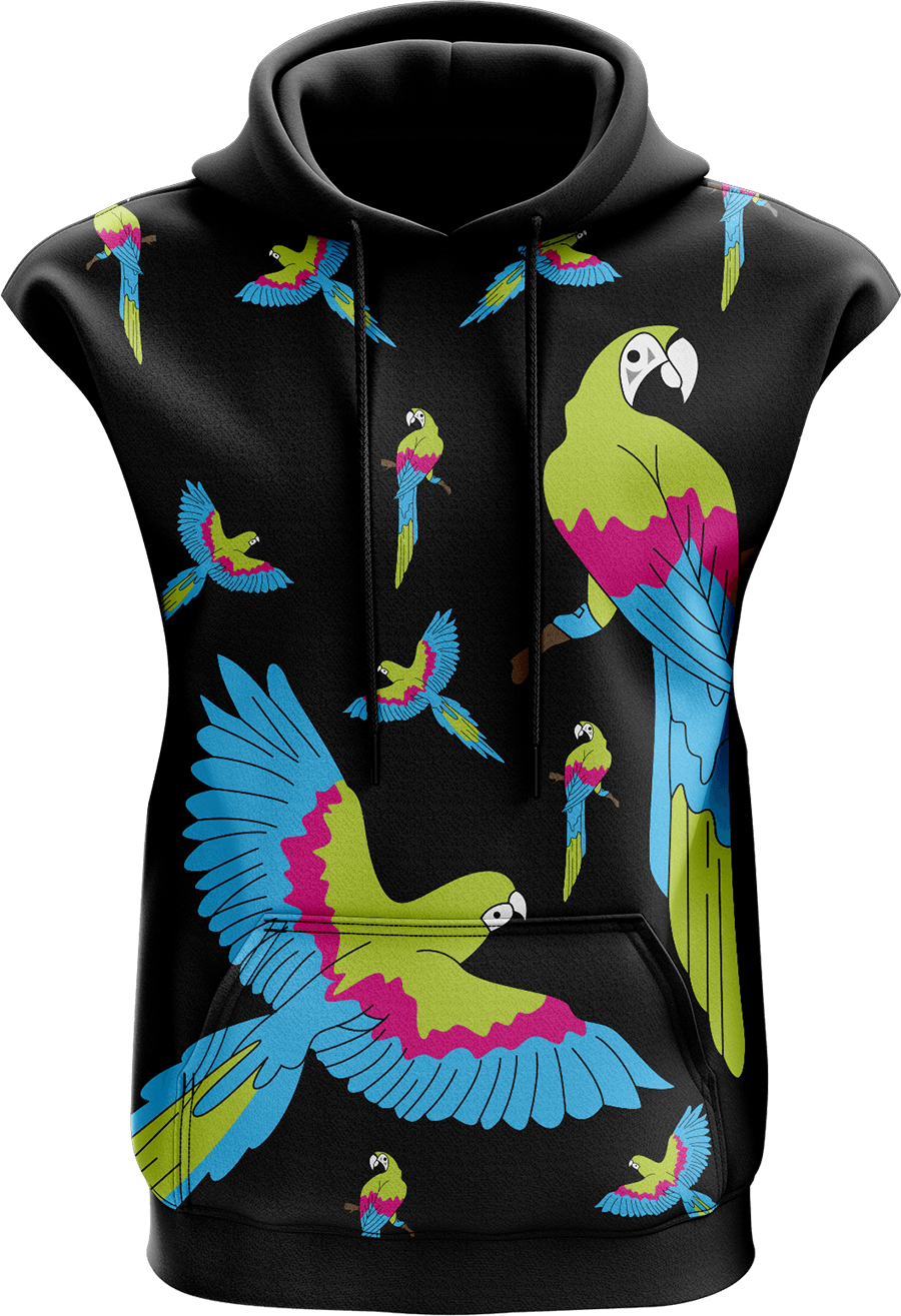 Majectic Macaw Sleeveless Hoodie - fungear.com.au