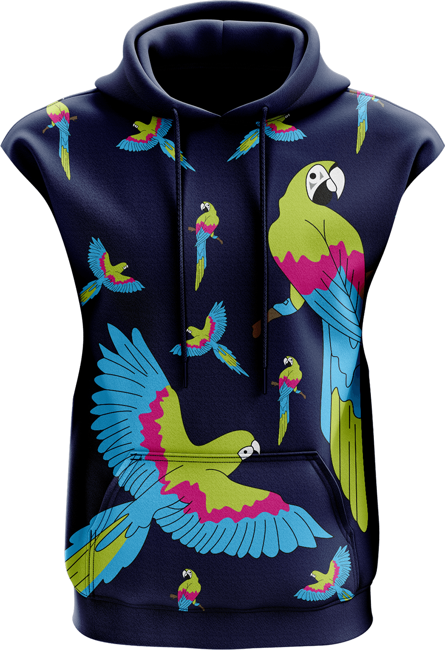 Majectic Macaw Sleeveless Hoodie - fungear.com.au