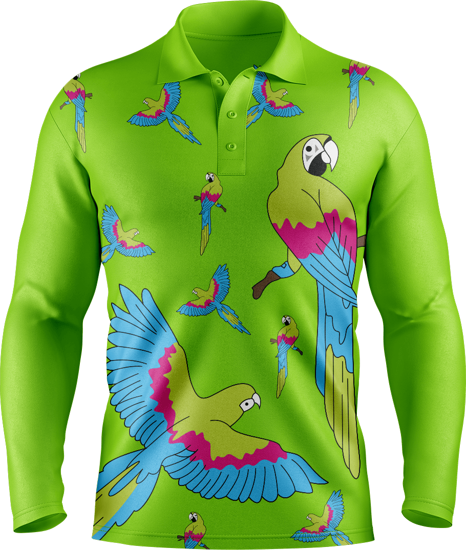 Majestic Macaw Men's Polo. Long or Short Sleeve - fungear.com.au
