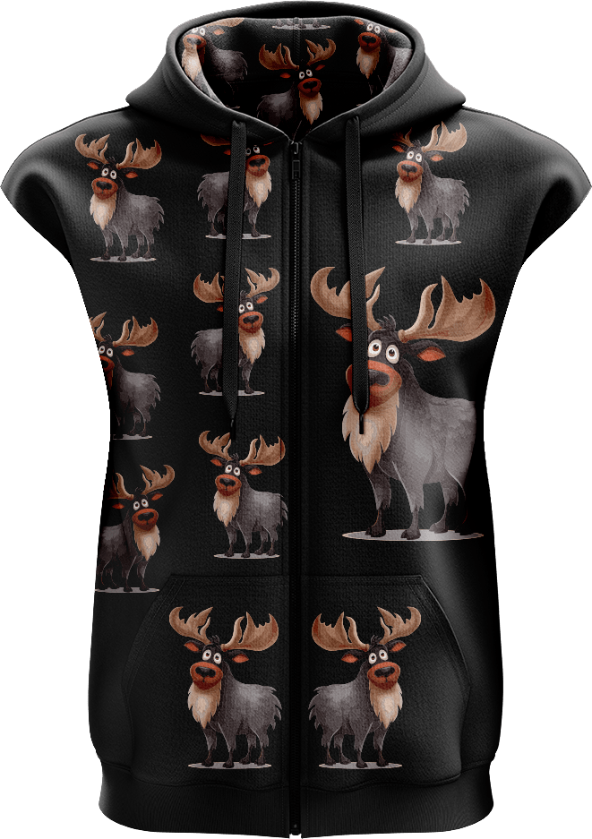 Moose Full Zip Sleeveless Hoodie Jackets - fungear.com.au