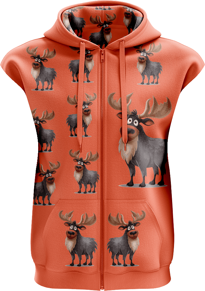 Moose Full Zip Sleeveless Hoodie Jackets - fungear.com.au