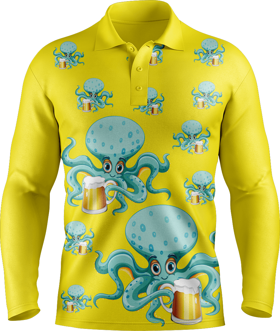 Octopus Men's Long Sleeve Polo - fungear.com.au