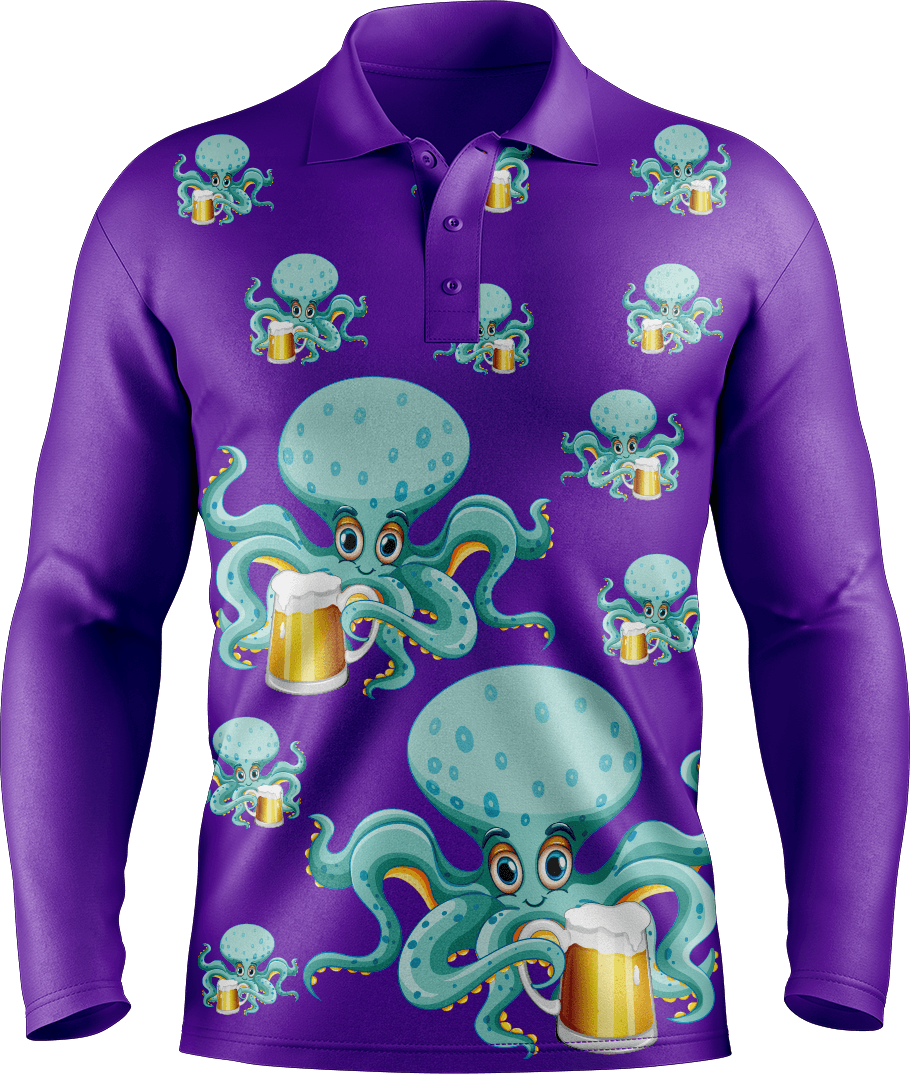 Octopus Men's Long Sleeve Polo - fungear.com.au