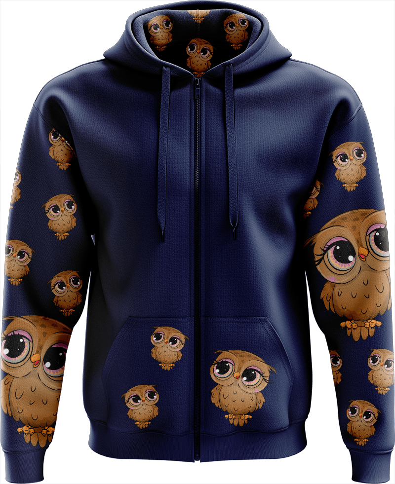 Owl Full Zip Hoodies Jacket - fungear.com.au