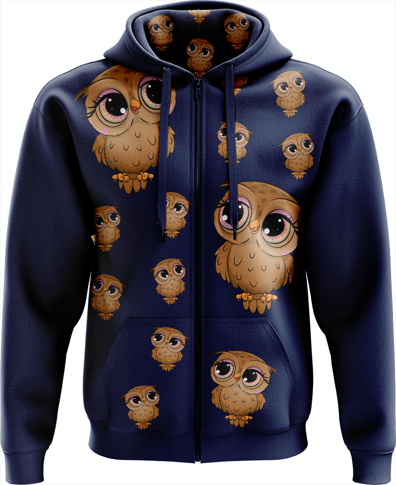 Owl Full Zip Hoodies Jacket - fungear.com.au
