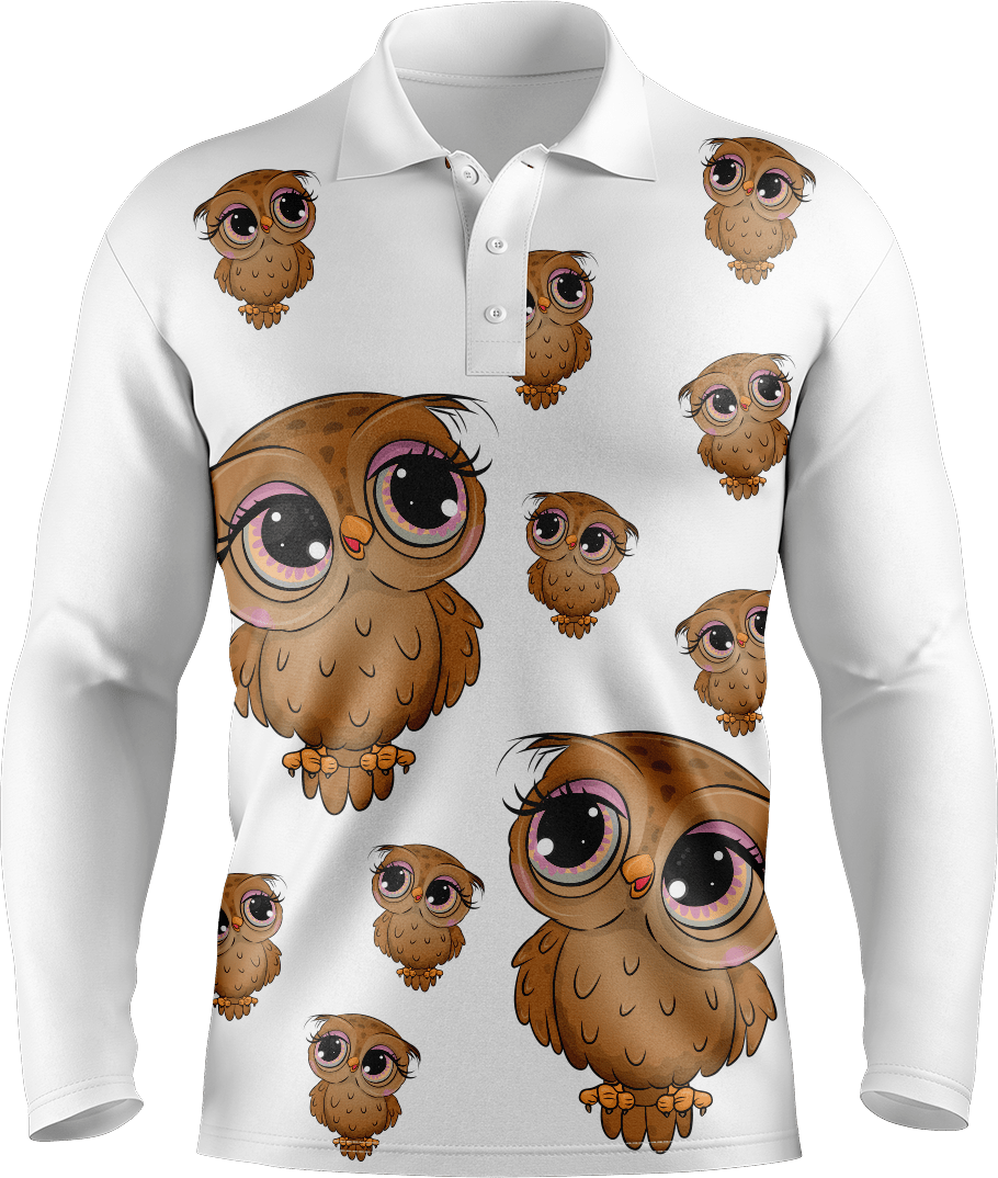 Owl Men's Long Sleeve Polo - fungear.com.au