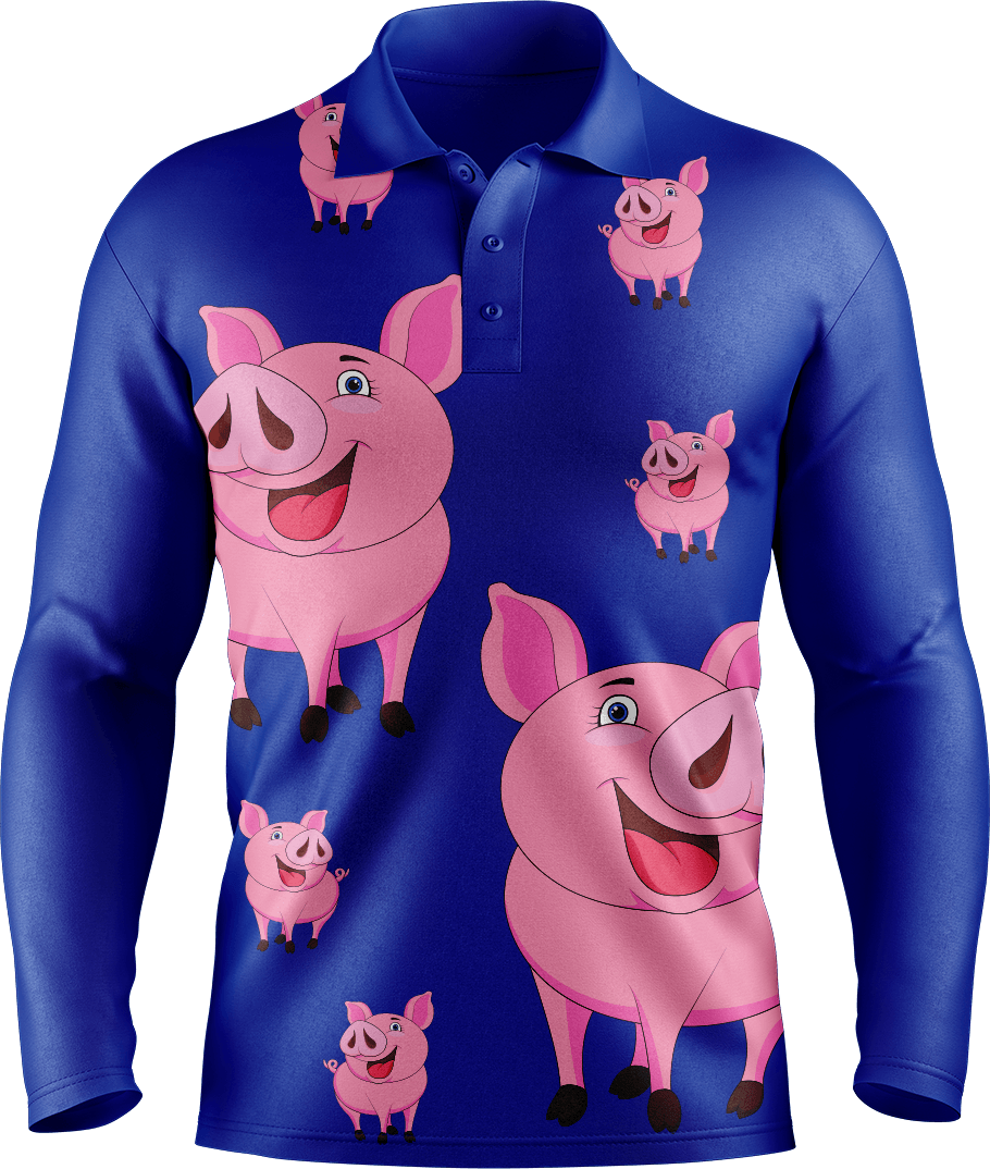 Percy Pig Men's Polo. Long or Short Sleeve - fungear.com.au