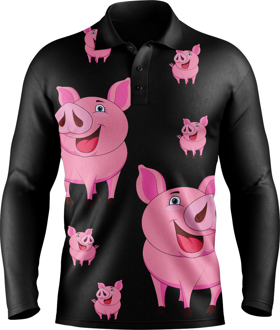 Percy Pig Men's Polo. Long or Short Sleeve - fungear.com.au