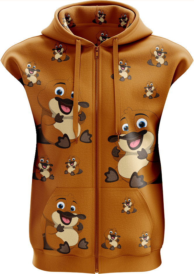 Playa Platypus Full Zip Sleeveless Hoodie Jackets - fungear.com.au