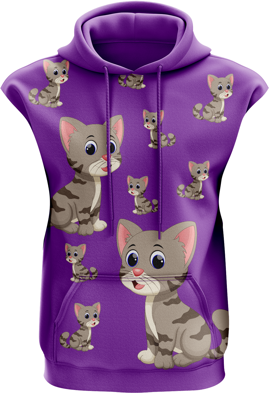 Playful Pussycat Sleeveless Hoodie - fungear.com.au