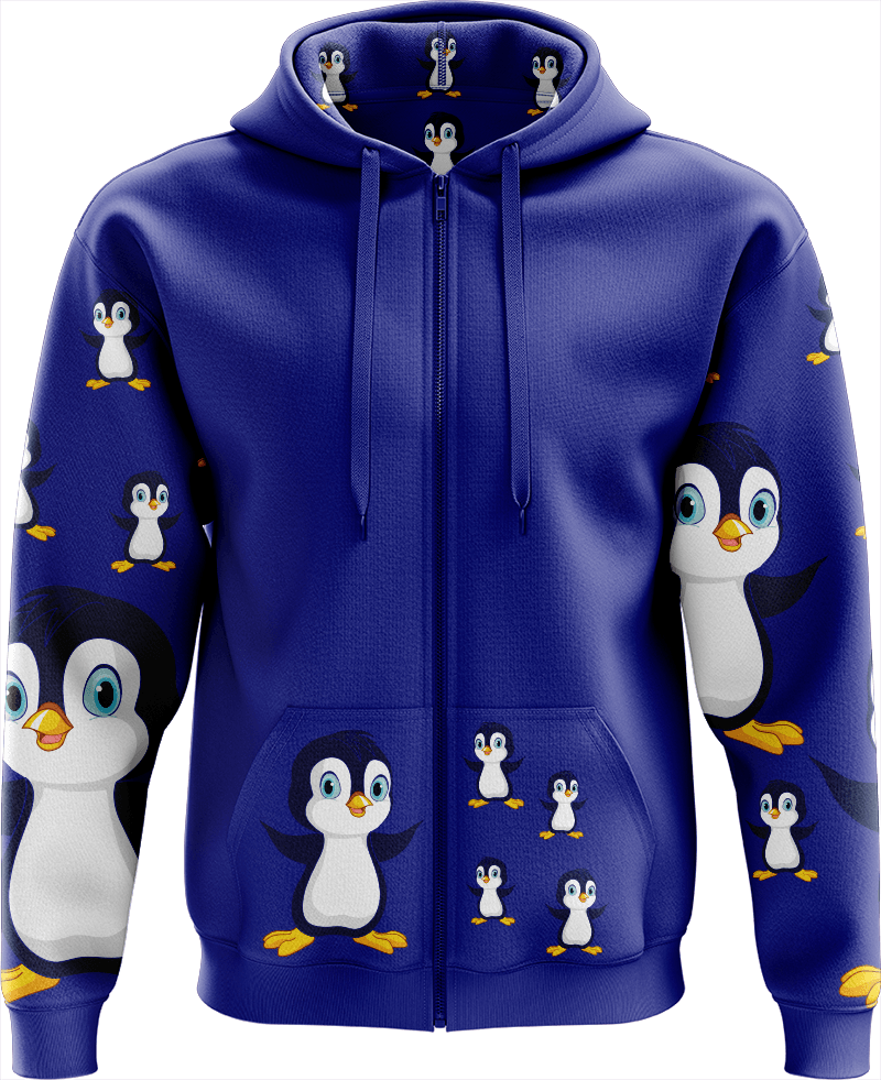 Pranksta Penguin Full Zip Hoodies Jacket - fungear.com.au