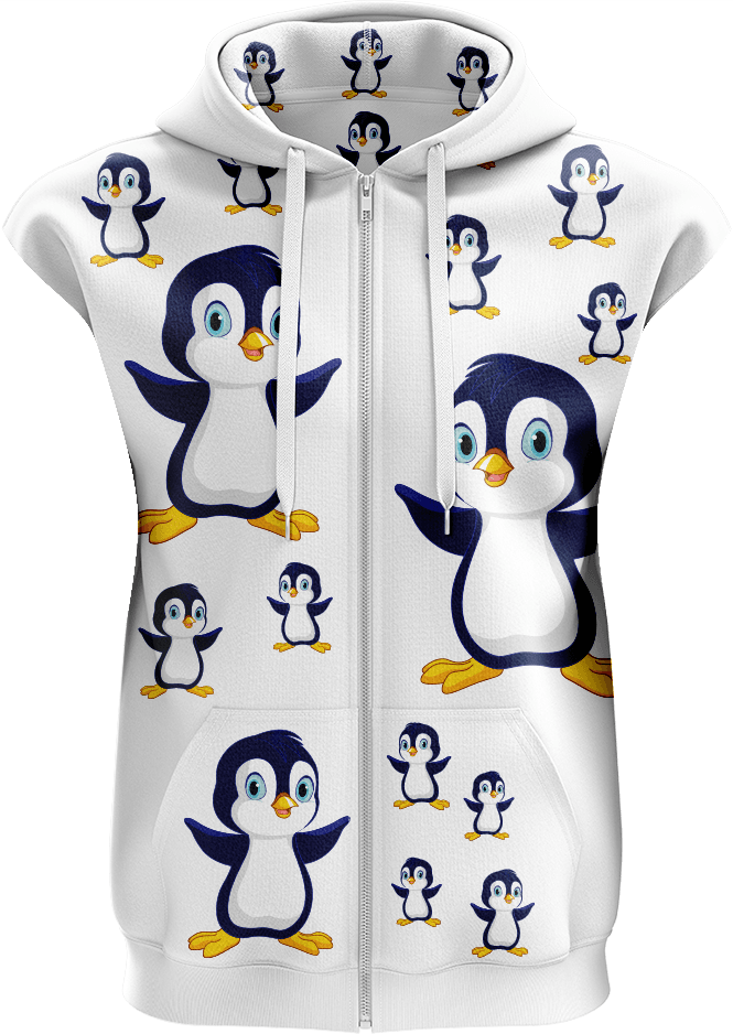 Pranksta Penguin Full Zip Sleeveless Hoodie Jackets - fungear.com.au