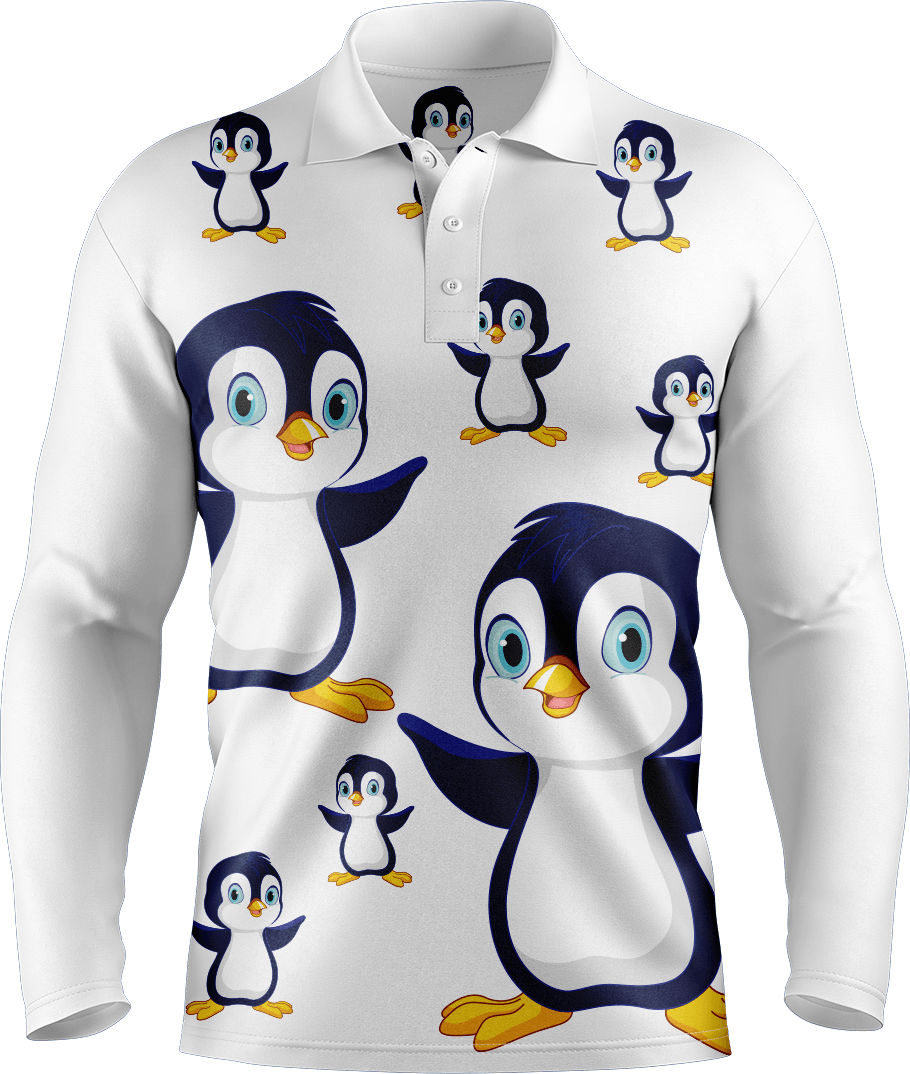 Pranksta Penguin Men's Polo. Long or Short Sleeve - fungear.com.au