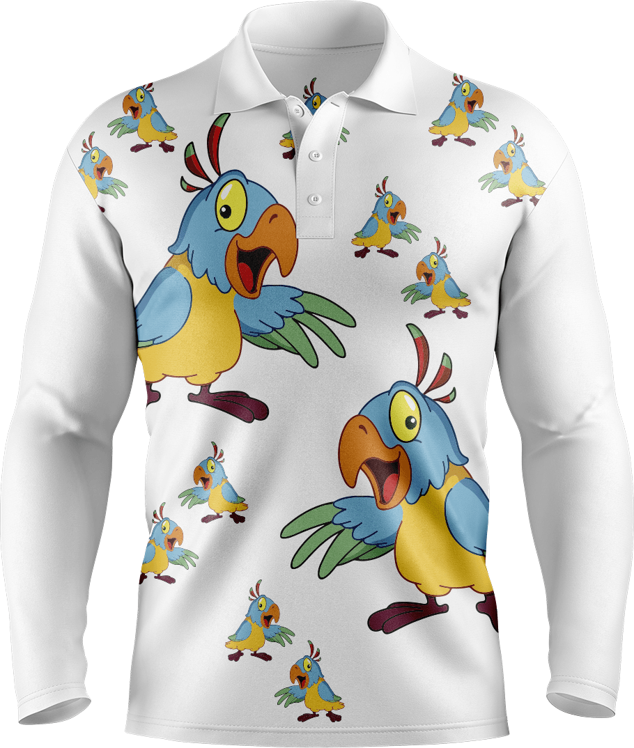 Psycho Parrot Men's Polo. Long or Short Sleeve - fungear.com.au