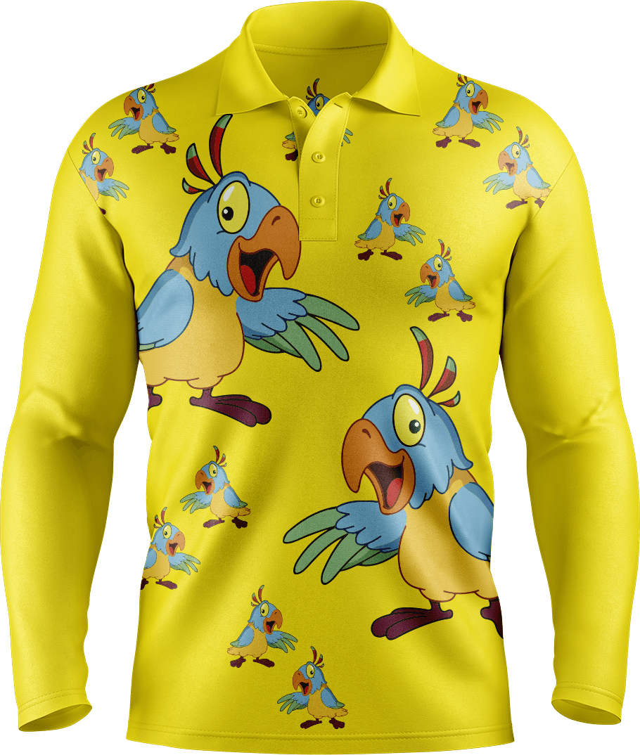 Psycho Parrot Men's Polo. Long or Short Sleeve - fungear.com.au