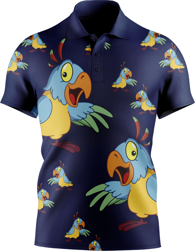 Psycho Parrot Men's Short Sleeve Polo - fungear.com.au