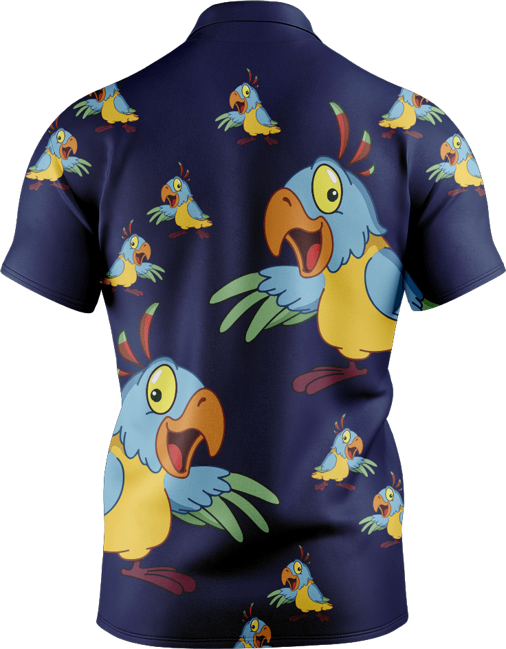 Psycho Parrot Men's Short Sleeve Polo - fungear.com.au