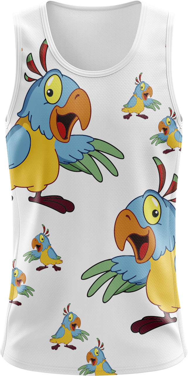 Psycho Parrot Singlets - fungear.com.au