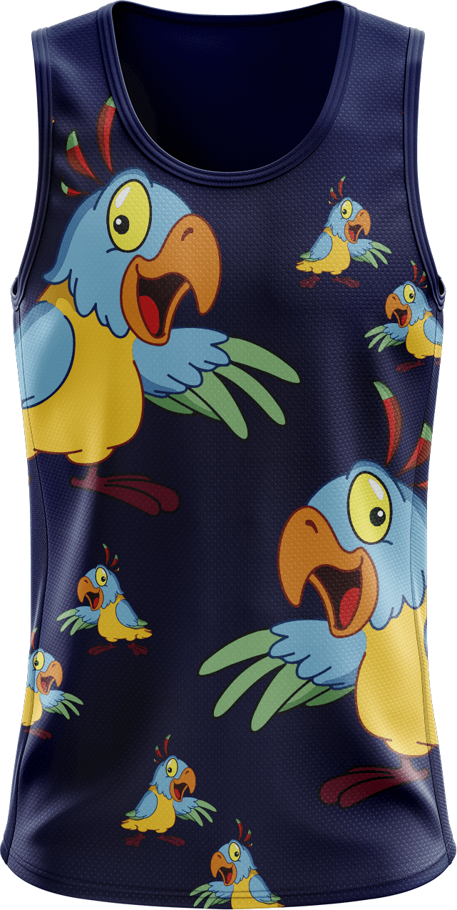 Psycho Parrot Singlets - fungear.com.au