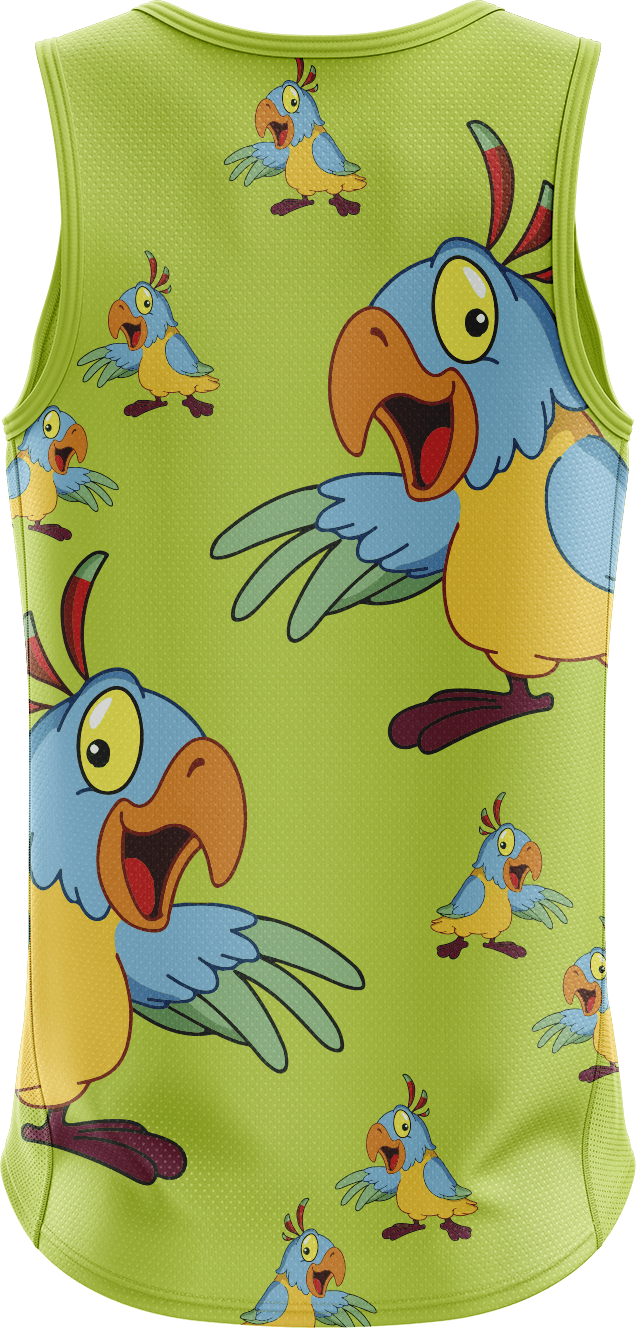 Psycho Parrot Singlets - fungear.com.au