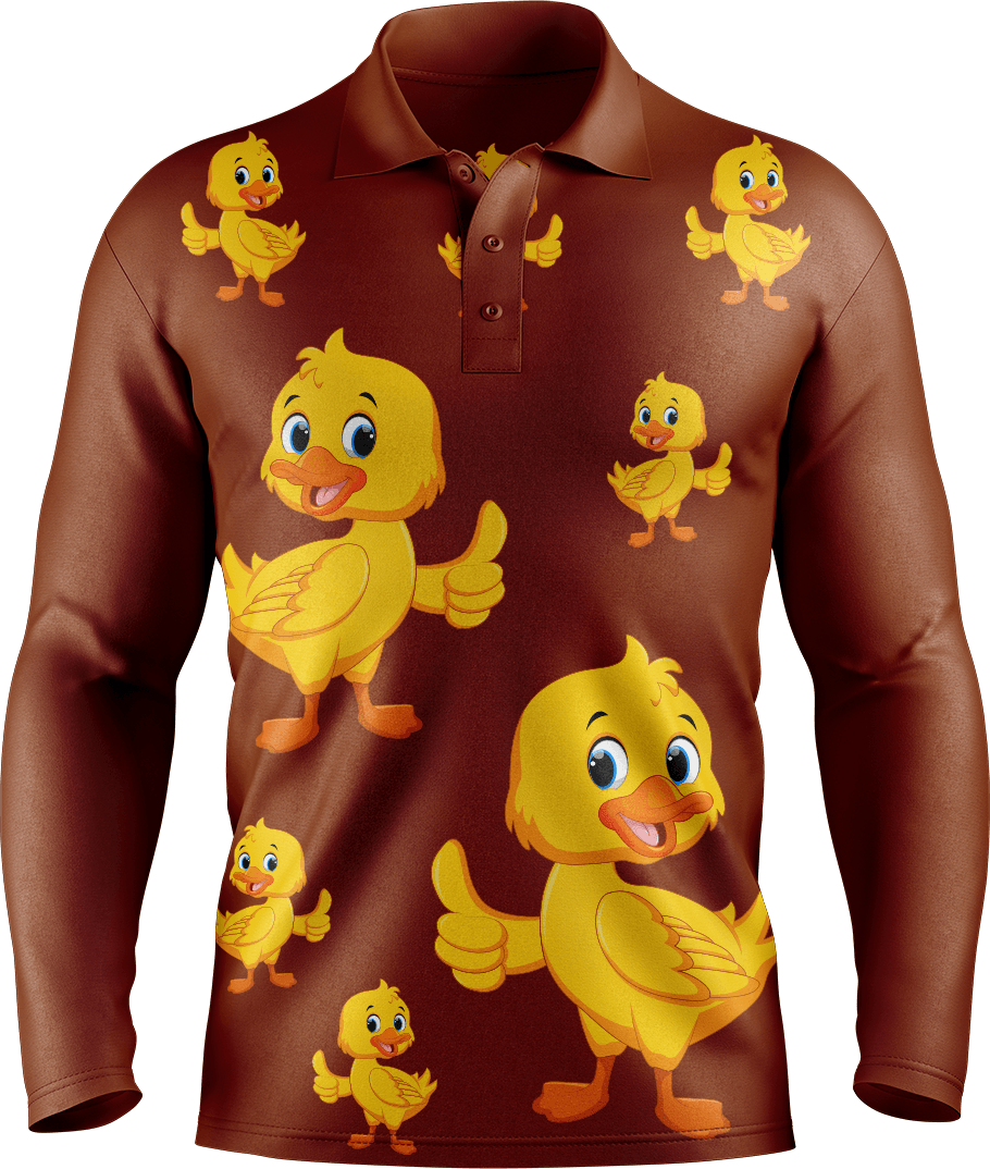 Quack Duck Men's Long Sleeve Polo - fungear.com.au