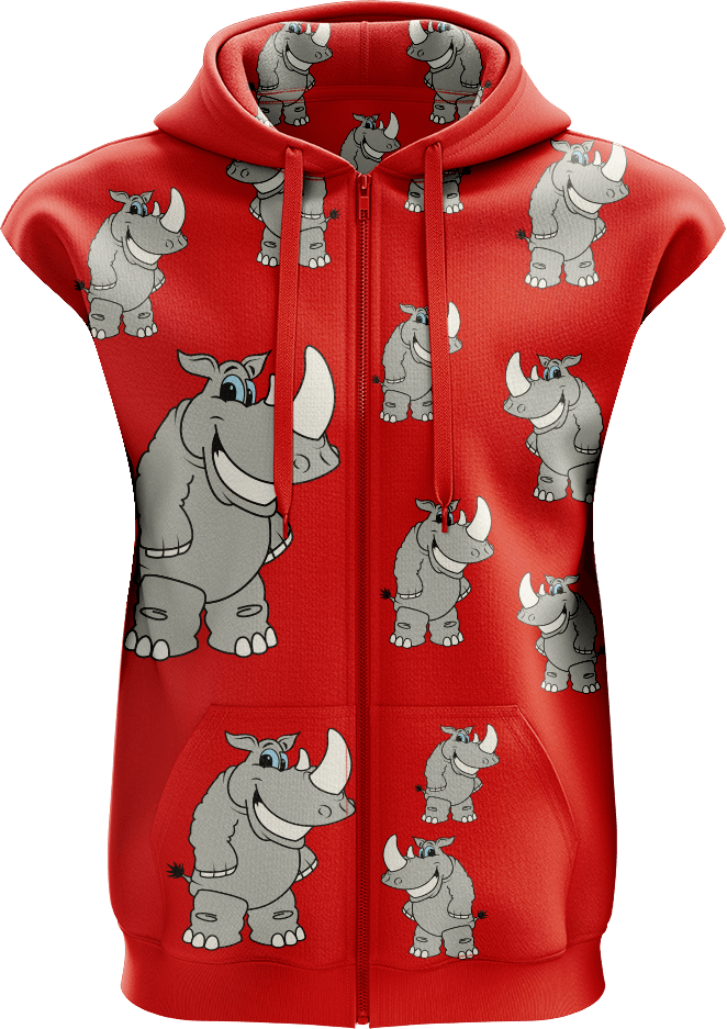 Racy Rhino Full Zip Sleeveless Hoodie Jackets - fungear.com.au