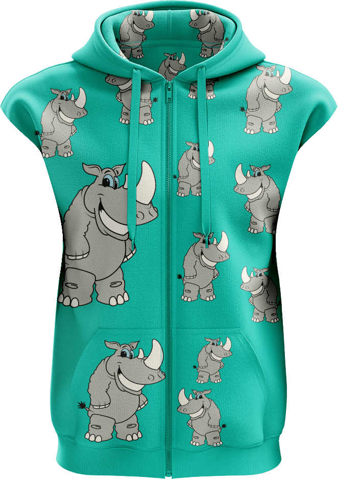 Racy Rhino Full Zip Sleeveless Hoodie Jackets - fungear.com.au