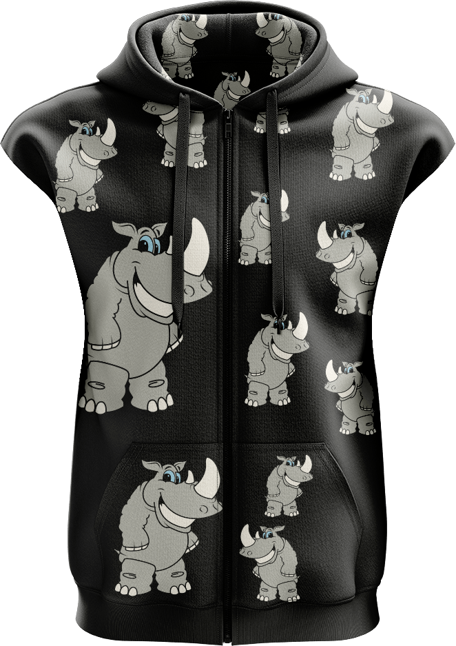 Racy Rhino Full Zip Sleeveless Hoodie Jackets - fungear.com.au