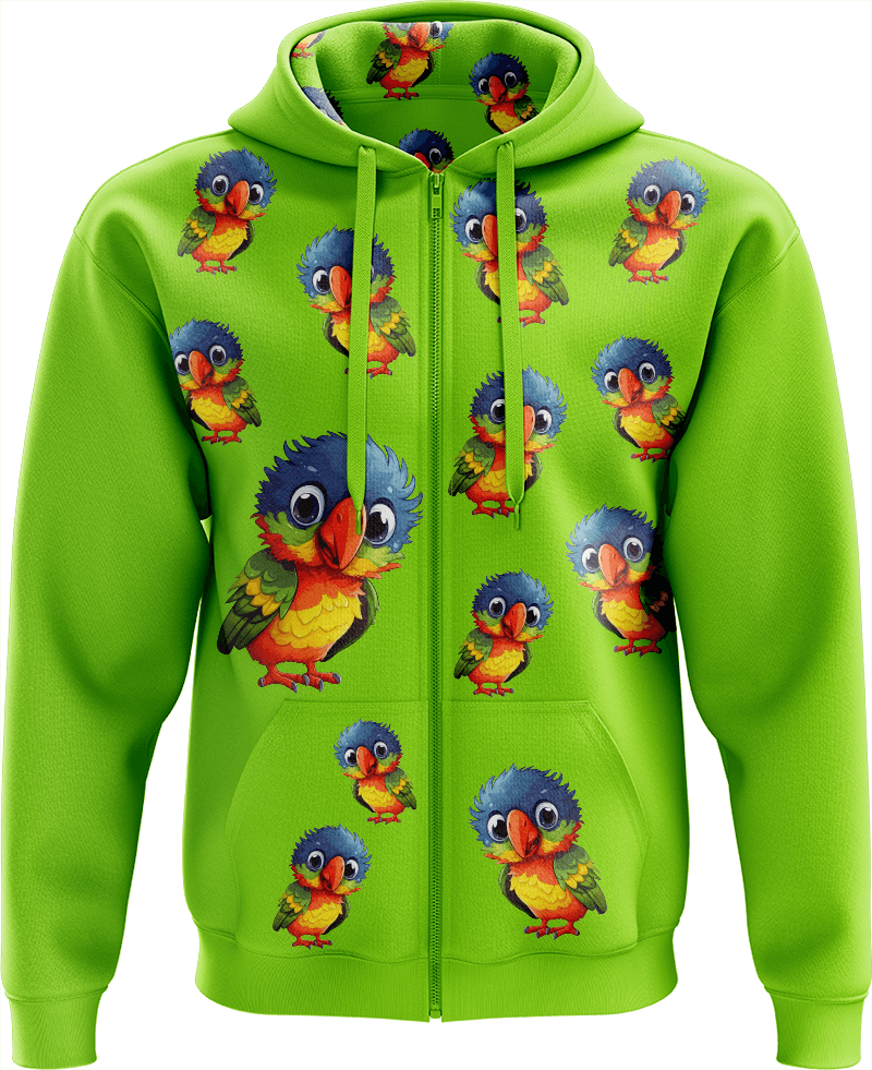 Rainbow Lorikeet Full Zip Hoodies Jacket - fungear.com.au