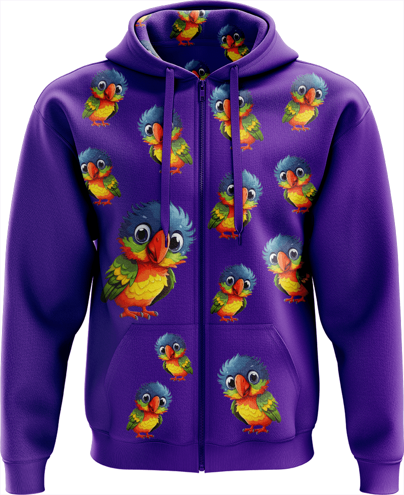 Rainbow Lorikeet Full Zip Hoodies Jacket - fungear.com.au