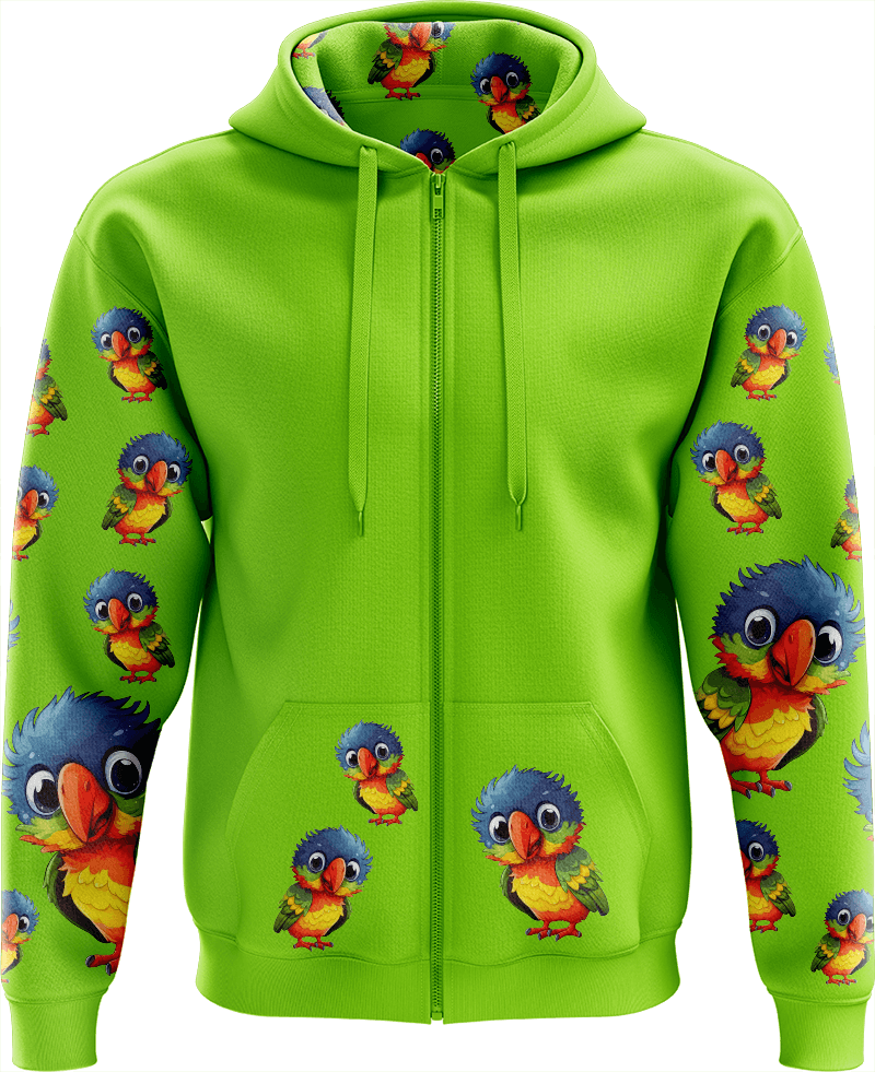 Rainbow Lorikeet Full Zip Hoodies Jacket - fungear.com.au