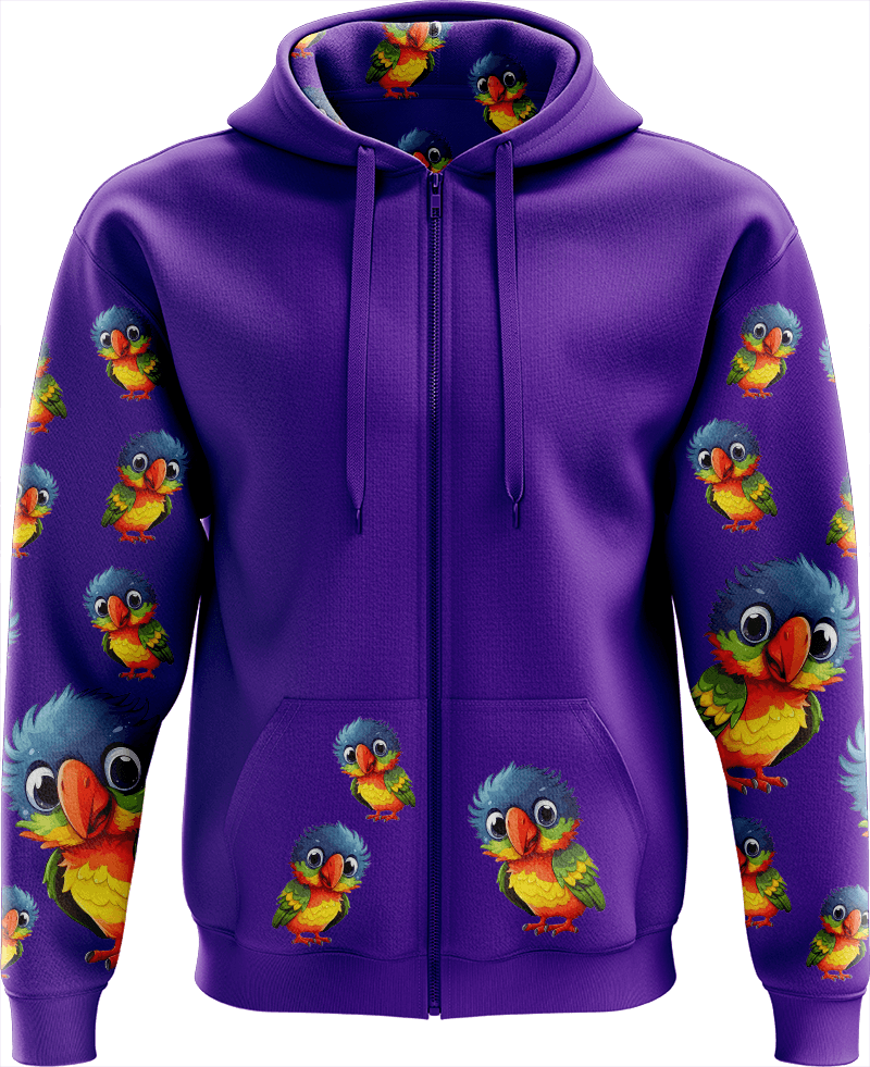 Rainbow Lorikeet Full Zip Hoodies Jacket - fungear.com.au