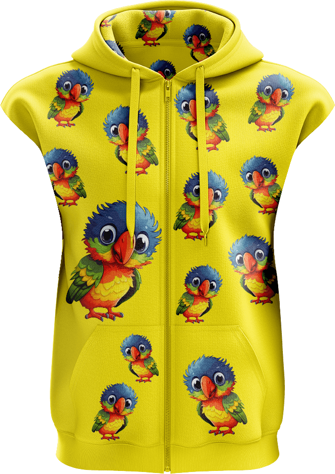 Rainbow Lorikeet Full Zip Sleeveless Hoodie Jackets - fungear.com.au