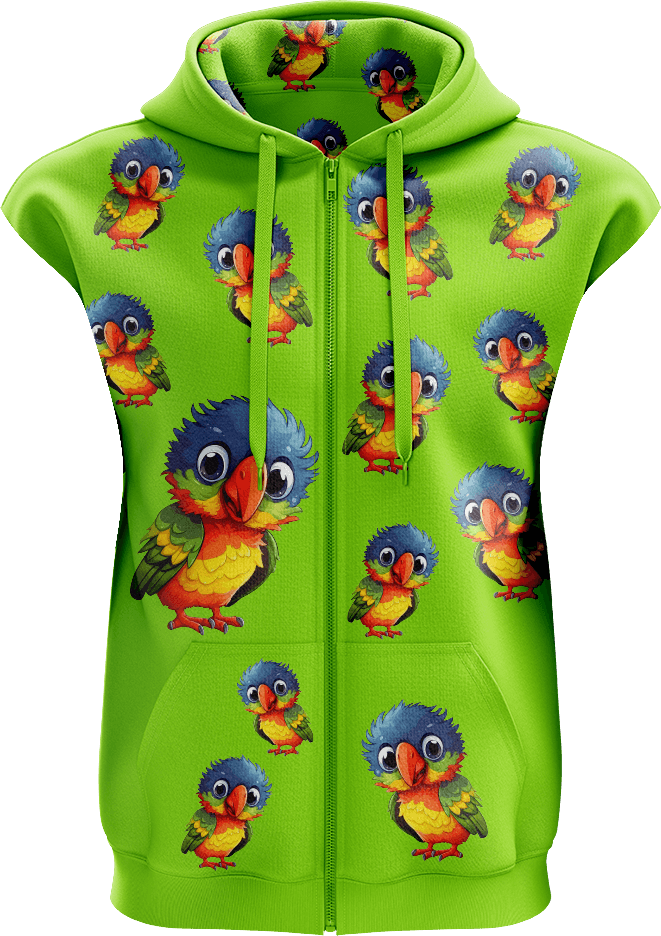 Rainbow Lorikeet Full Zip Sleeveless Hoodie Jackets - fungear.com.au