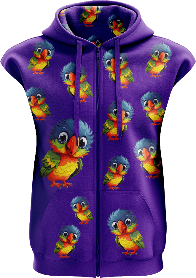 Rainbow Lorikeet Full Zip Sleeveless Hoodie Jackets - fungear.com.au