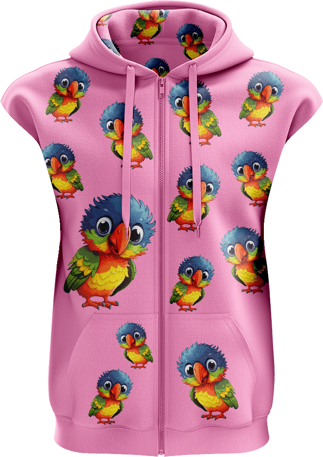 Rainbow Lorikeet Full Zip Sleeveless Hoodie Jackets - fungear.com.au