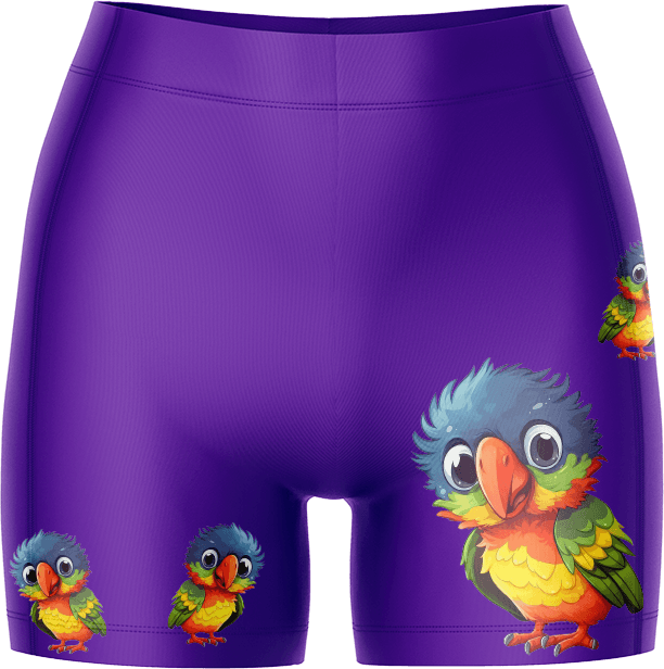Rainbow Lorikeet Ladies Gym Shorts - fungear.com.au