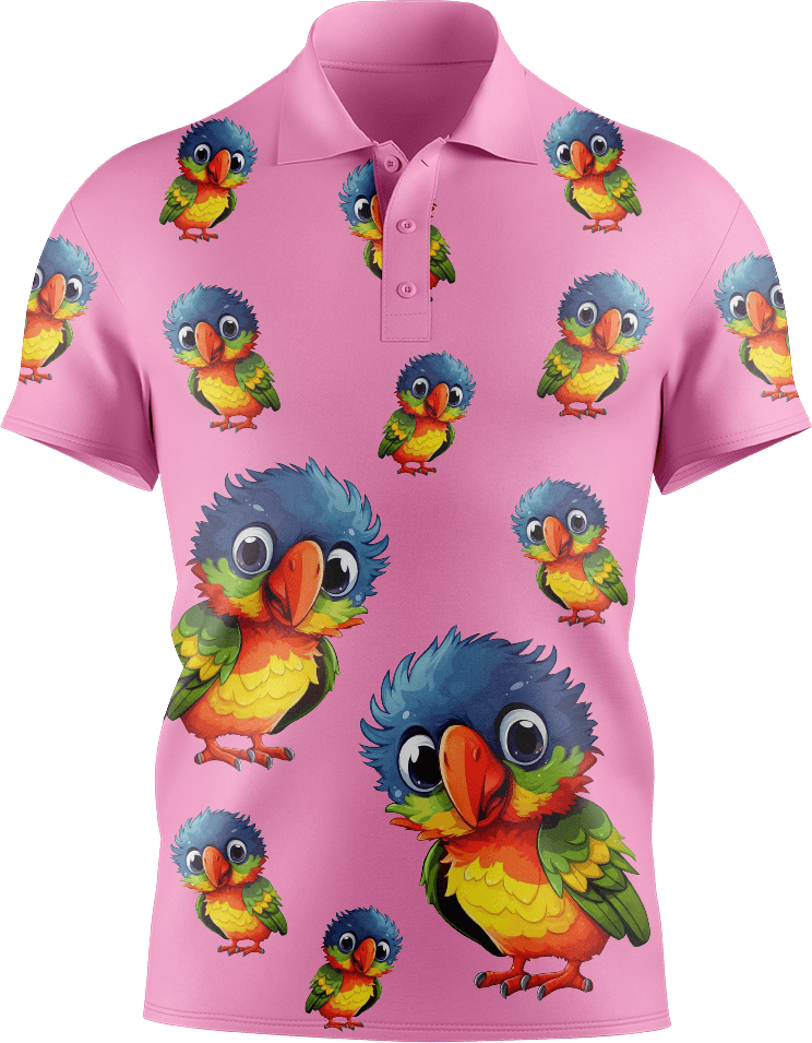 Rainbow Lorikeet Men's Short Sleeve Polo - fungear.com.au